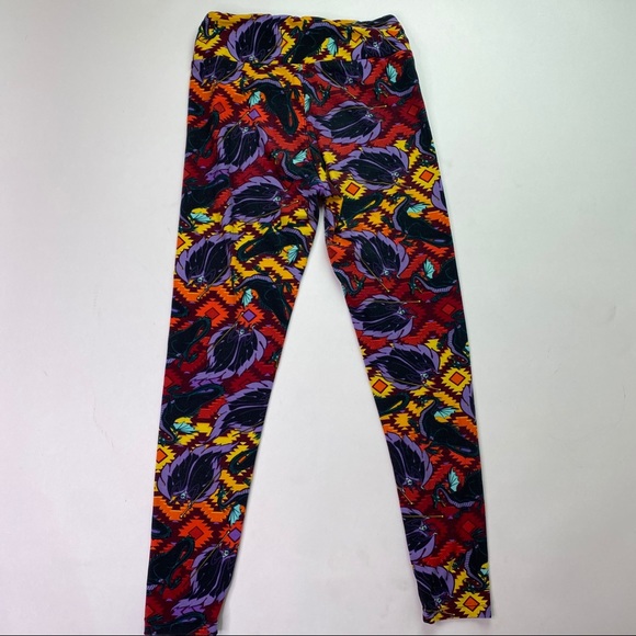 LuLaRoe Leggings Disney Maleficent Dragon OS Red - Picture 2 of 14